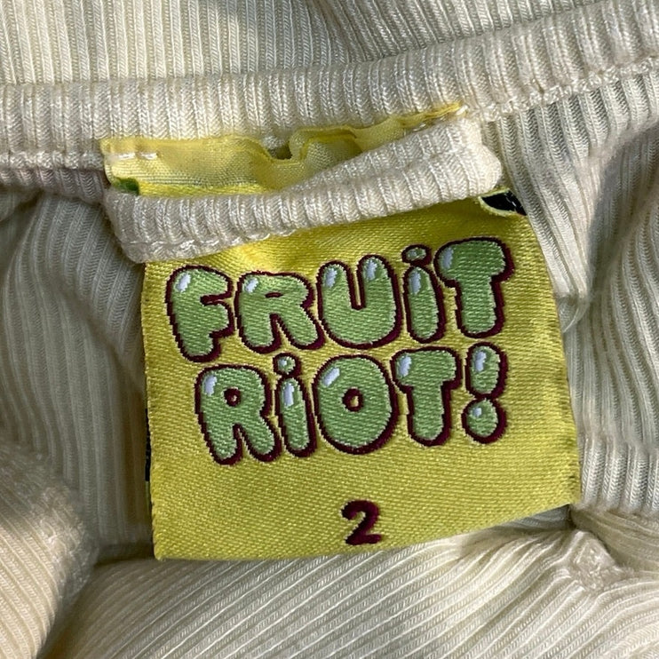 Fruit Riot Women's Yellow Long Sleeve Button Up Sleepwear Pajamas Set Size 2