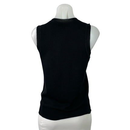 Zara Women's Black Ribbed Knit Crew Neck Sleeveless Sweater Tank Top Size M