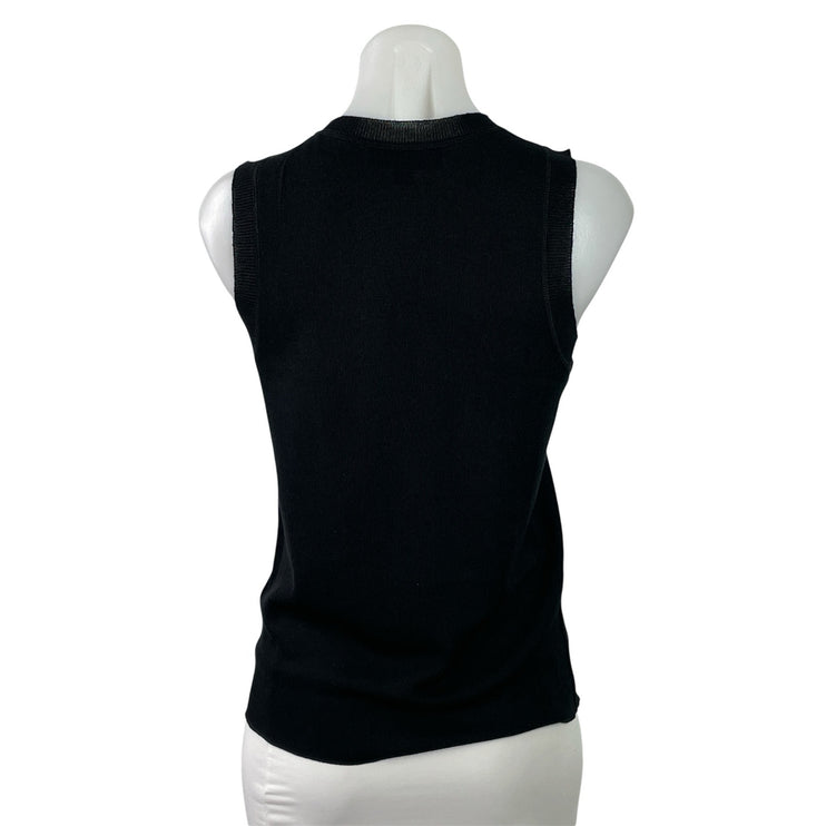 Zara Women's Black Ribbed Knit Crew Neck Sleeveless Sweater Tank Top Size M