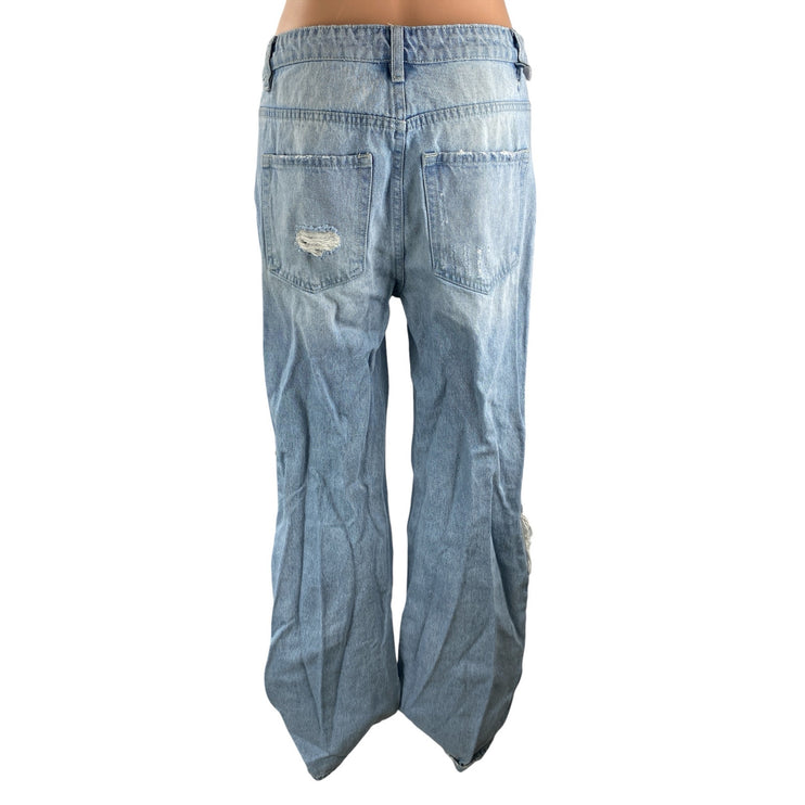 Altar'd State Women's Blue Distressed High Rise Wide Leg Denim Jeans Size 29