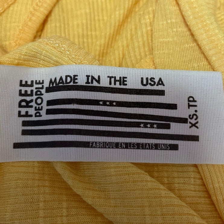 Free People Women's Yellow Rib Knit Sleeveless Racerback Pullover Tank Top Sz XS
