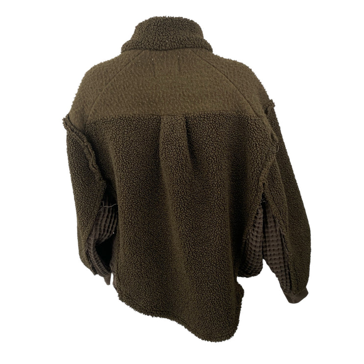 Urban Outfitters BDG Kas Sherpa Fleece Brown Mock Neck Long Sleeve Coat Jacket S