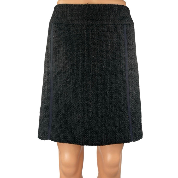 Ann Taylor LOFT Women's Black Tweed High Waist Zipper Mini A-Line Skirt Size 12