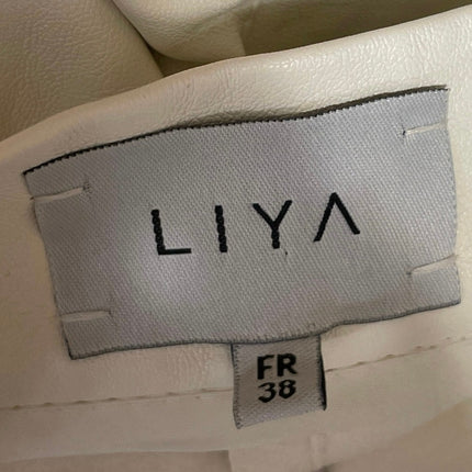 LIYA Cream White Faux Leather High Rise Slim Fit Straight Leg Trouser Pants US 6