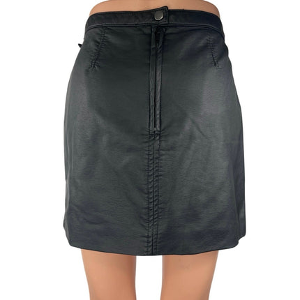 Free People Midnight Magic Black Faux Leather Zipper Buckle Mini Pencil Skirt 4