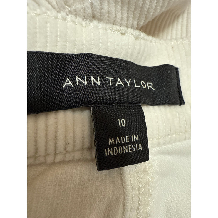 Ann Taylor Easy Straight White Corduroy High Waist Wide Leg Trousers Pants Sz 10