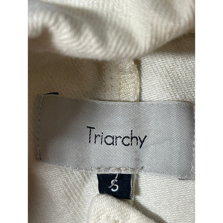 Triarchy Women's Cream Long Sleeve Denim Utility Button Down Shirt Top Size S