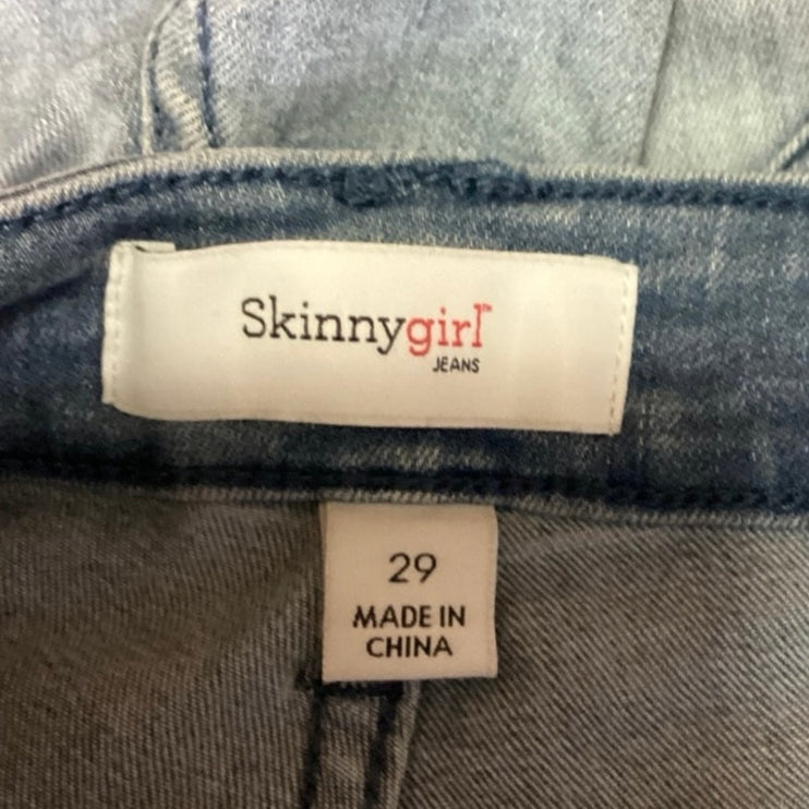 SkinnyGirl Blue Light Wash High Rise Faded Denim Stretch Skinny Jeans Size 29