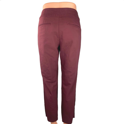 Ann Taylor Red Maroon High Rise Zipper Pockets Signature Cropped Pants Size 2