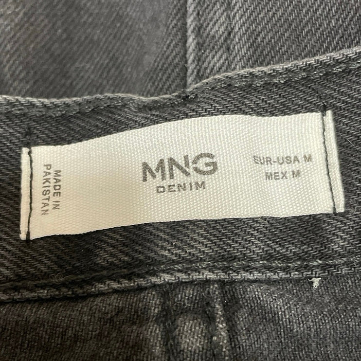 MNG Mango Women's Black Washed High Waisted A Line Mini Denim Jean Skirt Size M