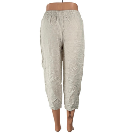 Madewell Lightspun White Linen High Rise Barrel Carrot Tapered Trousers Pants XS
