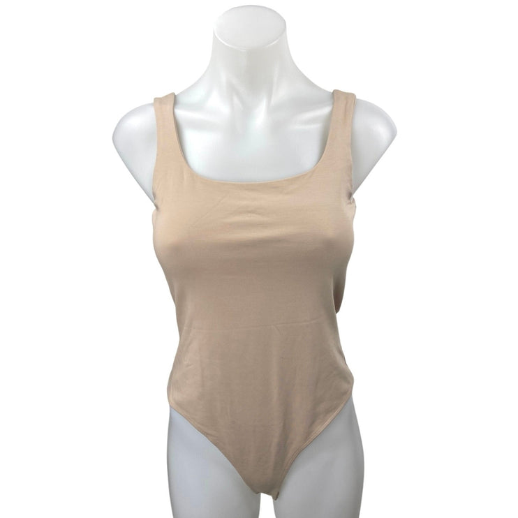 Banana Republic Nude Beige Tan Sleeveless Square Neck Tank Bodysuit Top Size XS