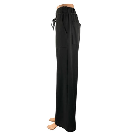 Zara Women's Black Drawstring High Rise Wide Leg Baggy Trousers Pants Size XS