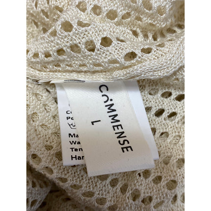 Commense Cream Sleeveless Open Knit Round Neck Cami Tank Maxi Dress Size L