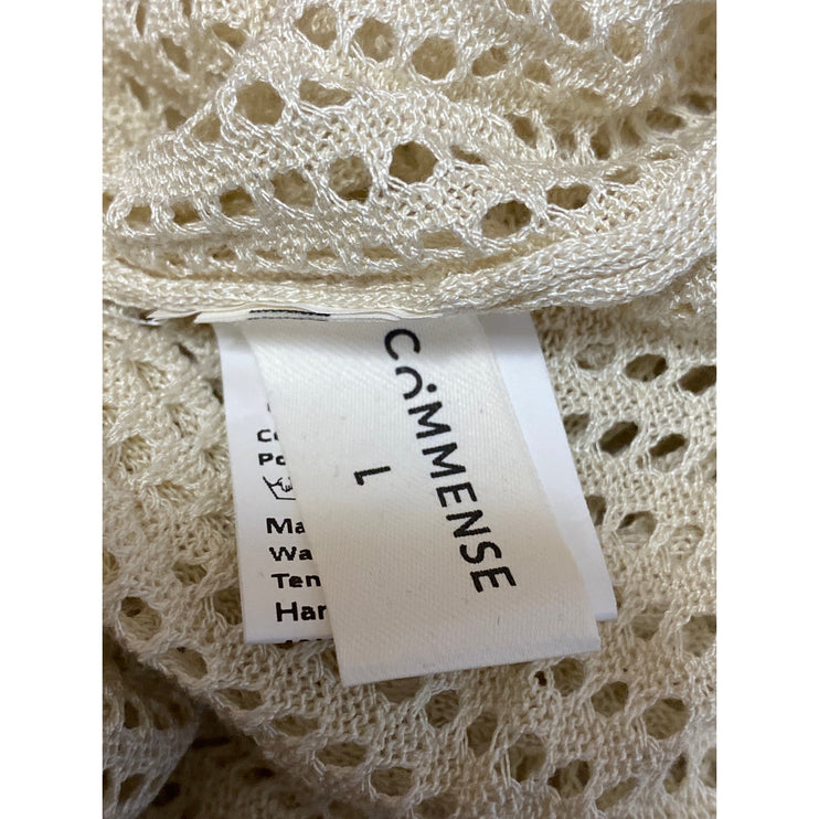 Commense Cream Sleeveless Open Knit Round Neck Cami Tank Maxi Dress Size L