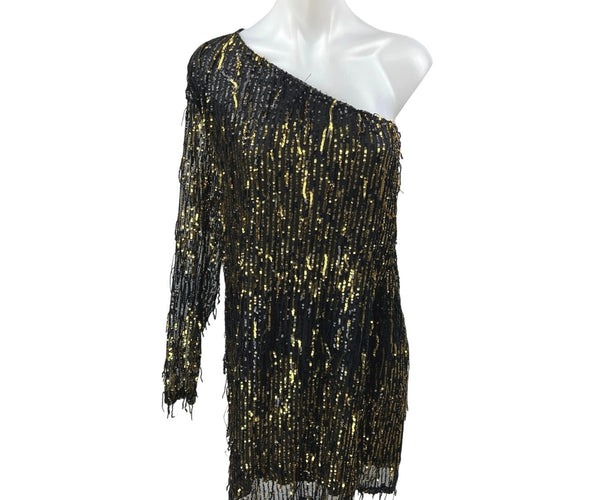 green emerald velvet dress Authentic 1920's Gold and Silver Cotton Beaded and Sequined Black Shift Dress main image 1