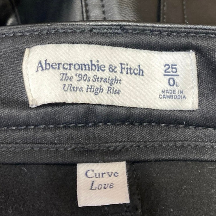 Abercrombie & Fitch The 90s Straight Ultra High Rise Faux Leather Pants Size 25