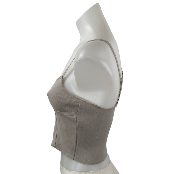 Zara Women's Gray Sleeveless Corset Bustier Knit Cami Tank Camisole Crop Top S