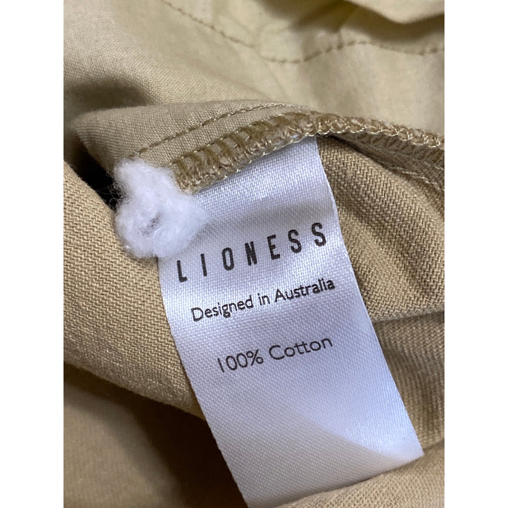 Lioness Women's Tan Belted Mid Waist Pleated Cutoff A Line Mini Skirt Size M