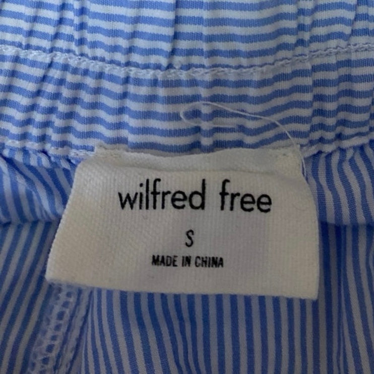 Aritzia Wilfred Blue White Striped Elastic Waist Casual Lounge Sweat Shorts Sz S