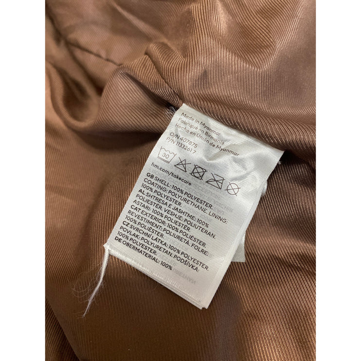 H&M Women's Faux Vegan Leather Collar Long Sleeve Button Down Coat Jacket Top XL