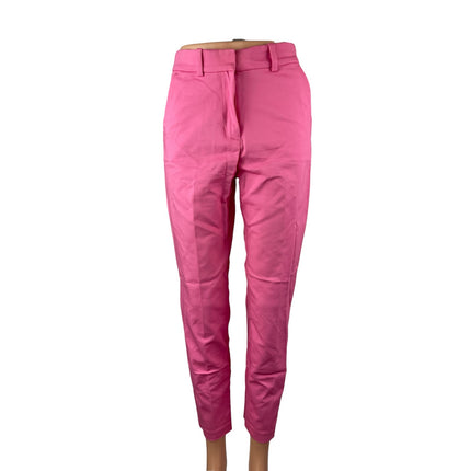 H&M Women's Pink High Rise Elastic Waist Slim Straight Trousers Pants Size 4
