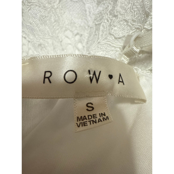 ROWA White Sleeveless Lace Embroidered V Neck Fit & Flare Mini Dress Size S