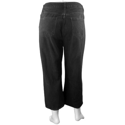 Shiny by Nature Women's Black High Waisted Wide Leg Baggy Crop Denim Jeans Sz 32