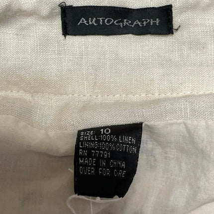 Autograph White Black Linen Floral Scarf Print Boho A Line Midi Skirt Size 10