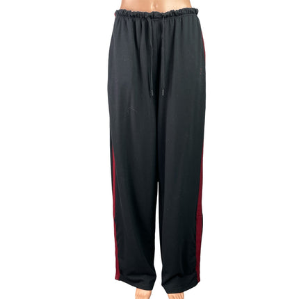 Gymshark Retro Stripe Snap Black Red Wide Leg Baggy Athletic Sweat Pants Size M