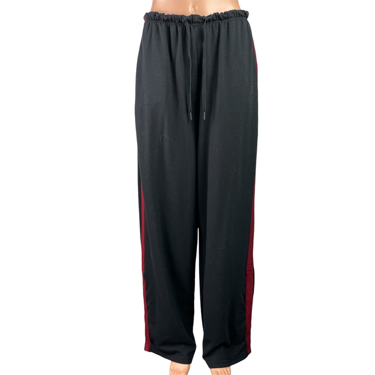 Gymshark Retro Stripe Snap Black Red Wide Leg Baggy Athletic Sweat Pants Size M