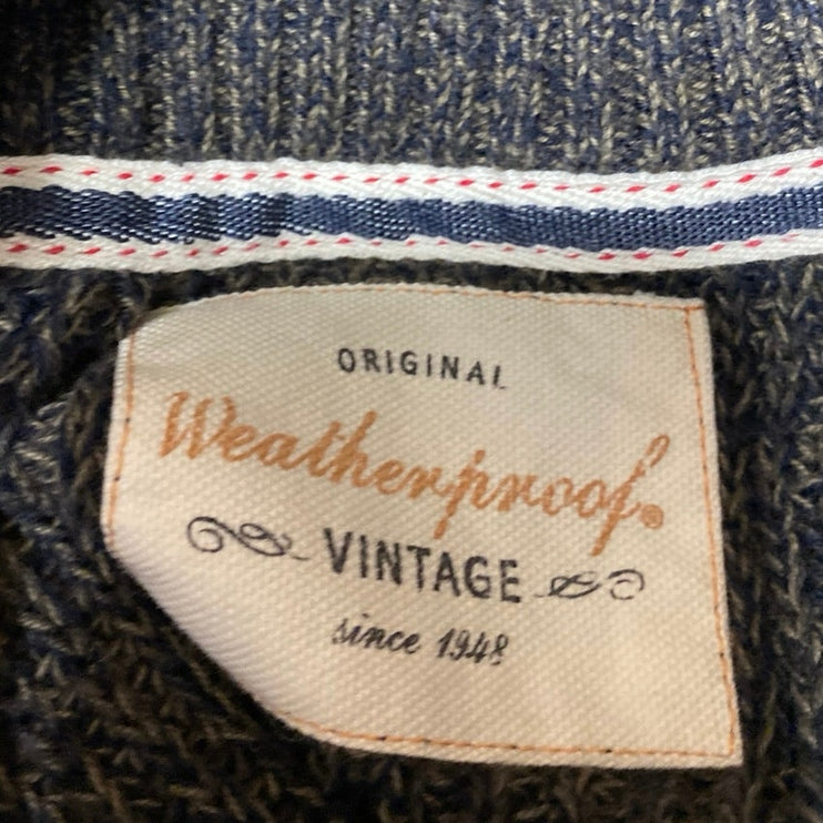 Vintage Weatherproof Men's Gray Long Sleeve Waffle Knit Henley Sweater Top XL