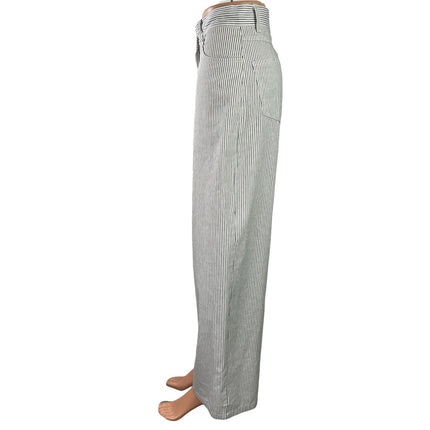 The Frankie Shop Women's White Striped High Rise Barrel Baggy Trousers Pants S
