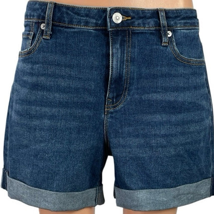 NEW Hudson Jeans Blue Roll Cuff Hem Mid Waist Mom Girlfriend Denim Shorts Size 8