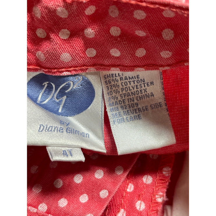 Diane Gilman Women's Pink POlka Dot High Waist Straight Denim Jeans Pants Sz 4T