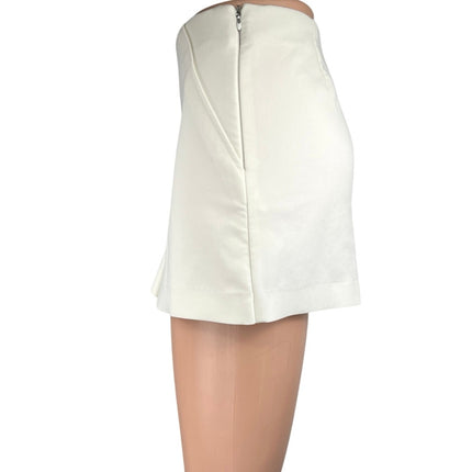 Zara Women's White Straight Pencil Slit Pockets Zipper Mini Skirt Skort Size XS