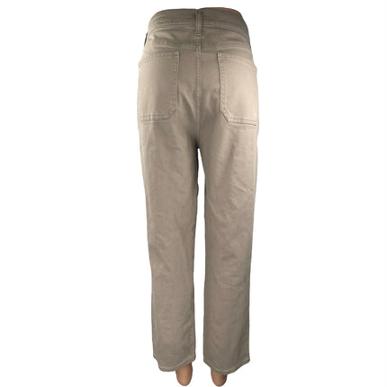 Old Navy Sky-Hi Beige Tan Straight Leg High Waist Chino Khaki Trousers Pants 10