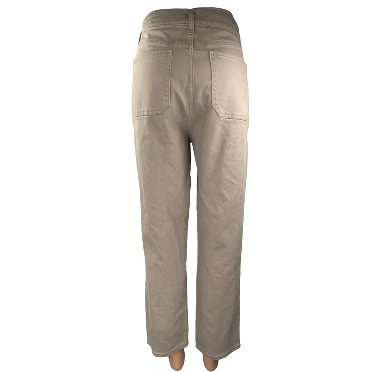 Old Navy Sky-Hi Beige Tan Straight Leg High Waist Chino Khaki Trousers Pants 10