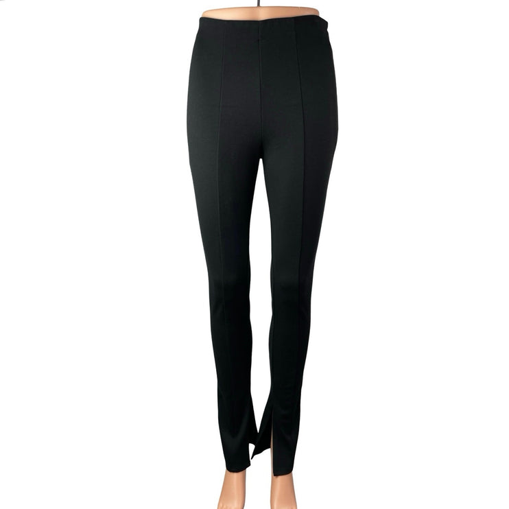 Anine Bing Max Women Black Slit Hem High Waisted Pintuck Career Leggings Pants 4