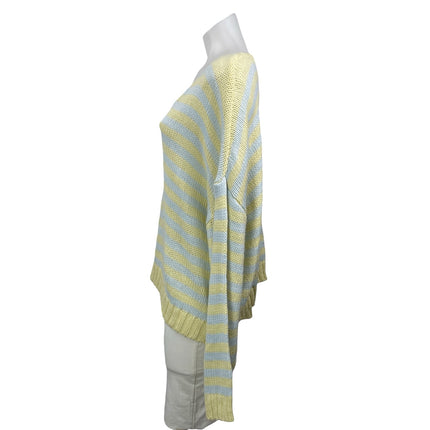 Le Lis Yellow Blue Softly Striped Long Sleeves Knit Oversized Sweater Top Size M