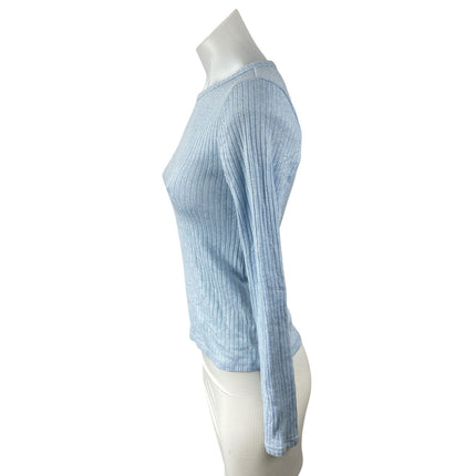 Old Navy Women's Blue Long Sleeve Ribbed Knit Crew Neck Slim Sweater Top Size S
