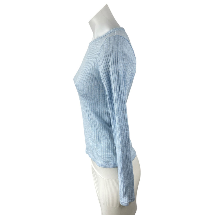 Old Navy Women's Blue Long Sleeve Ribbed Knit Crew Neck Slim Sweater Top Size S