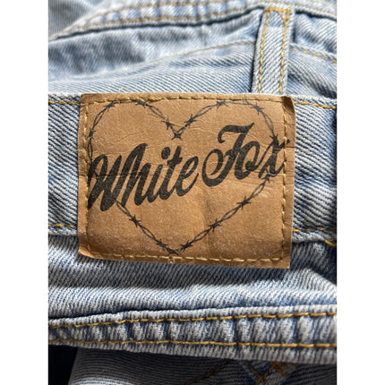 White Fox Women's Blue Light Wash Wide Leg Baggy Loose Fit Denim Jeans Size M