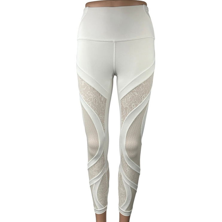 Lululemon Wunder Under White 25" Lace Panels High Waist Tight Leggings Pants 4