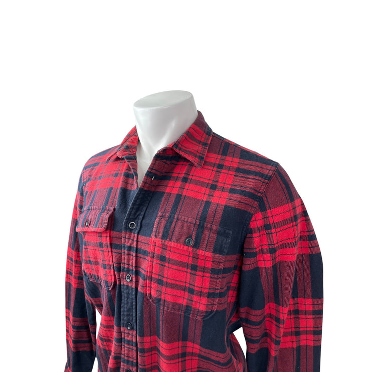 Gap Men's Red Plaid Flannel Long Sleeve Pocket Button Down Shirt Top Size M