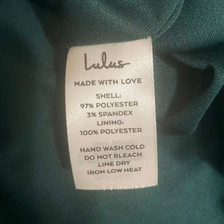 Lulus Melora Emerald Green Silk Satin Sleeveless Mermaid Prom Maxi Dress Size S