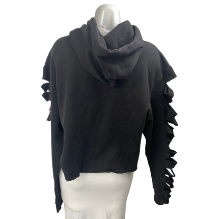 Women's Black Die Hard Die Harder Skull Gothic Cutout Hoodie Sweatshirt Top M