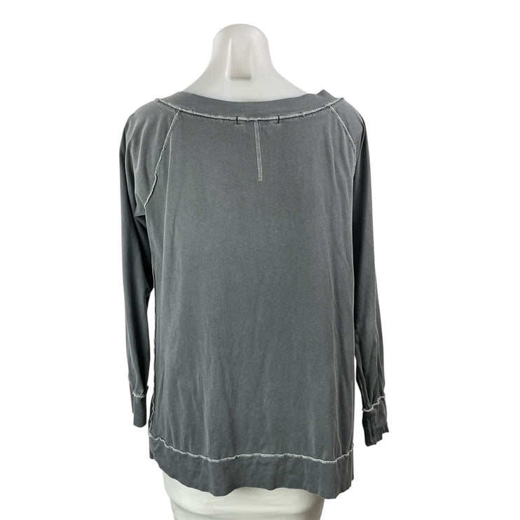Free People We The Free Gray Long Sleeve Scoop Neck T Shirt Tee Top Size XS