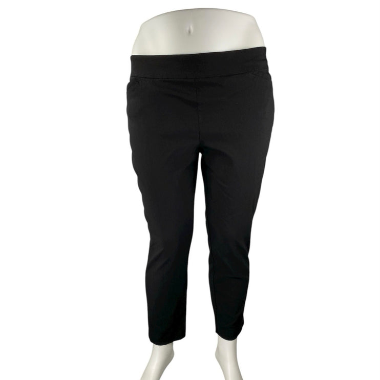 Terry & Sky Women's Black Pull On High Rise Elastic Straight Trousers Pants 1X