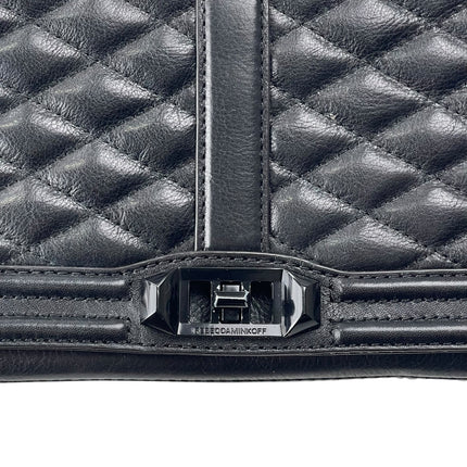 Rebecca Minkoff Love Quilted Leather Women's Black Chain Lock Crossbody Handbag